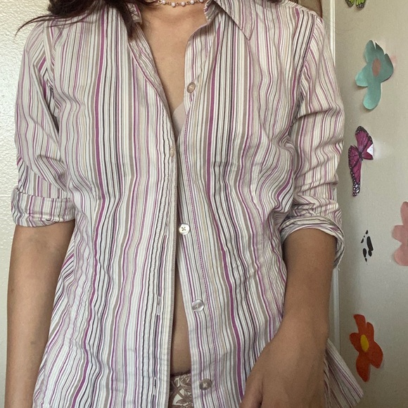 Multi-colored lined button up - Picture 2 of 4